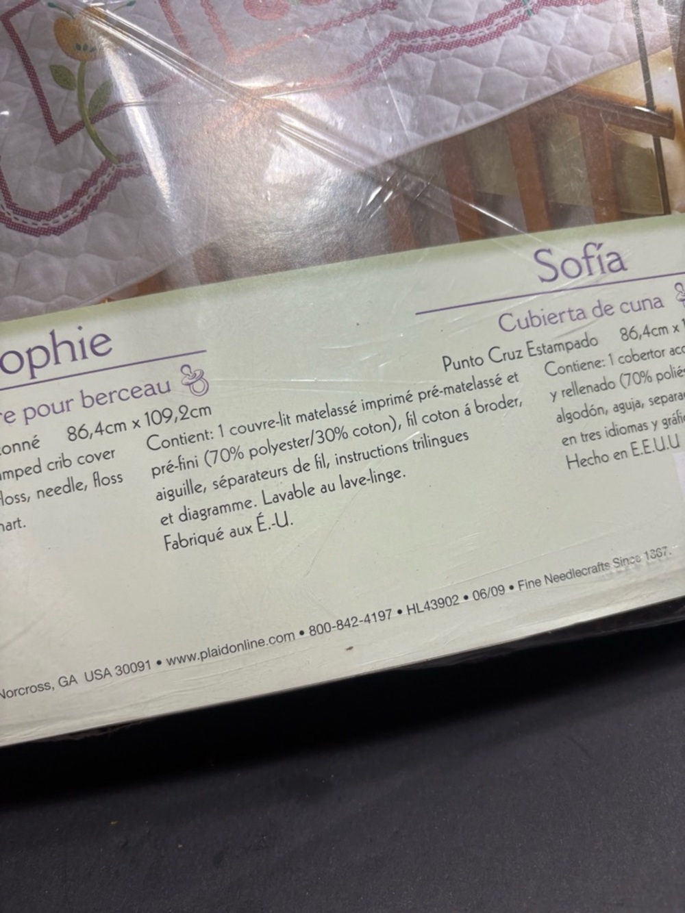 Bucilla "Sophie" Flowers and Butterflies Stamped Cross Stitch Crib Cover Kit - Picture 10 of 10